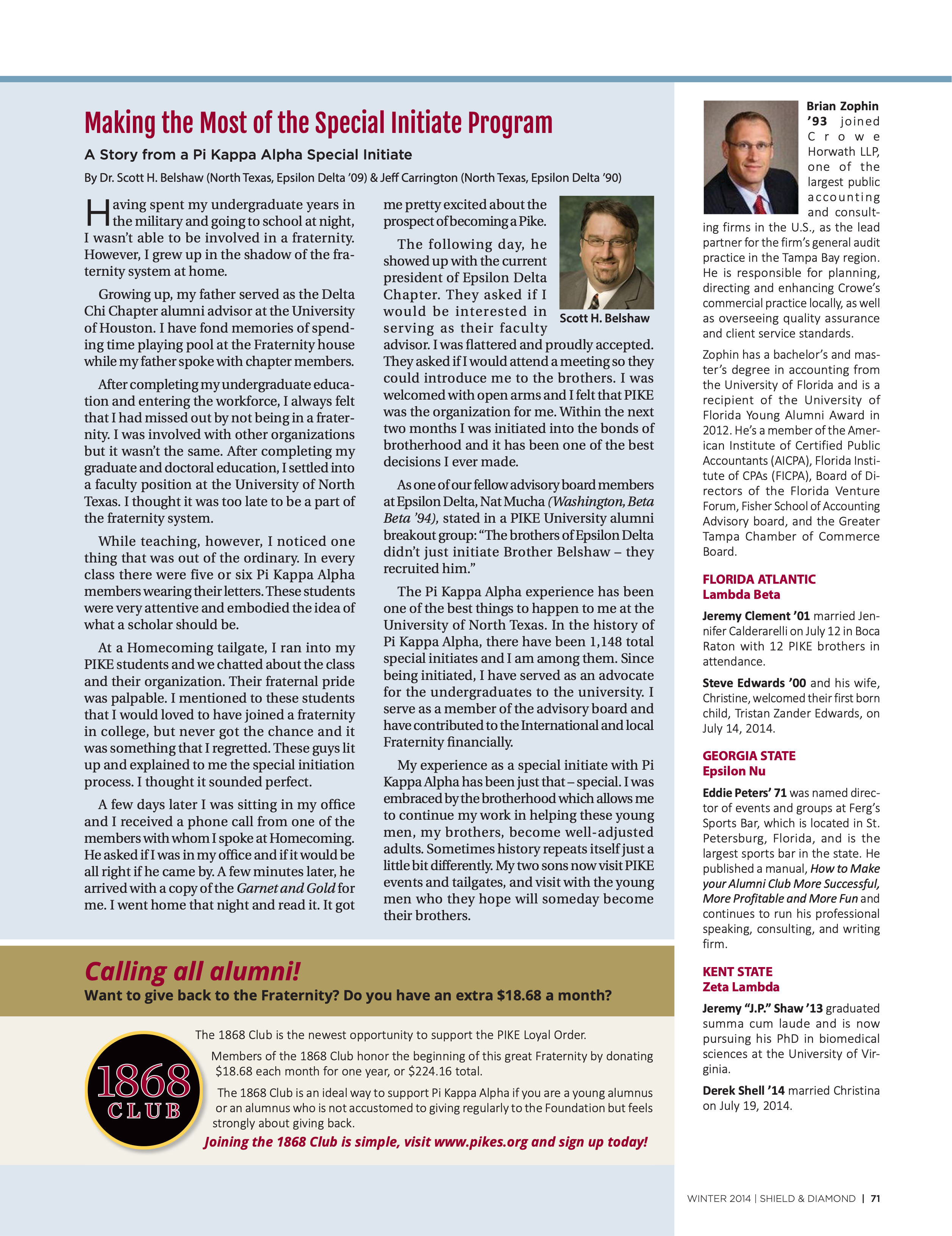 Making the Most of the Special Initiate Program